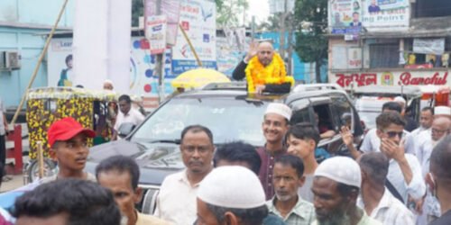 বিশ্বনাথে উপজেলা চেয়ারম্যান পদপ্রার্থী সেলিমের দেশে আগমন, শোভাযাত্রা, সংবর্ধনা